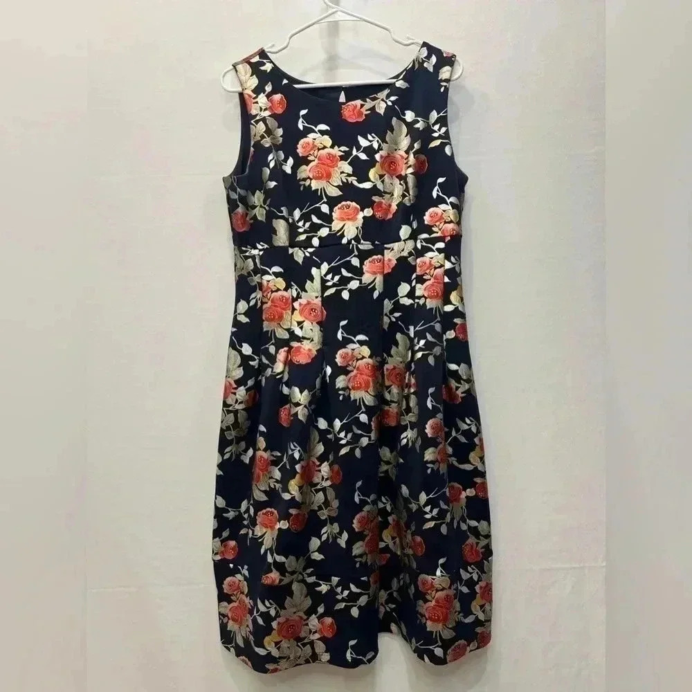 Enfocus Studio Navy Blue Floral Sleeveless Dress Size 14​